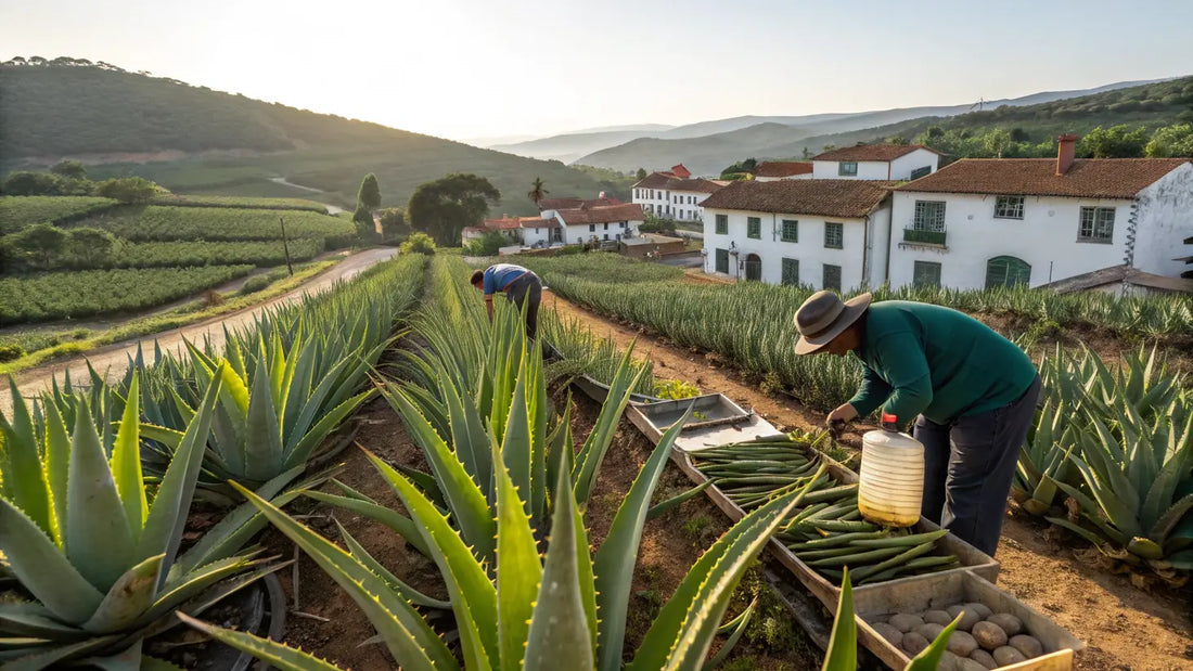 Alt text en français pour l'image Aloegarve :
Soins naturels à l'aloès bio portugais, gamme végane premium pour peau saine et écologique