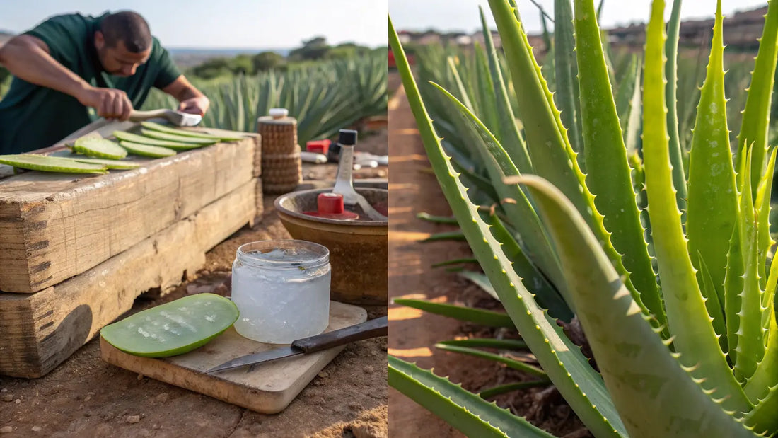 Based on the guidelines and content, here's the alt text:
Productos Orgánicos de Aloe Vera Natural de Portugal, Crema Hidratante Vegana Premium de Aloegarve