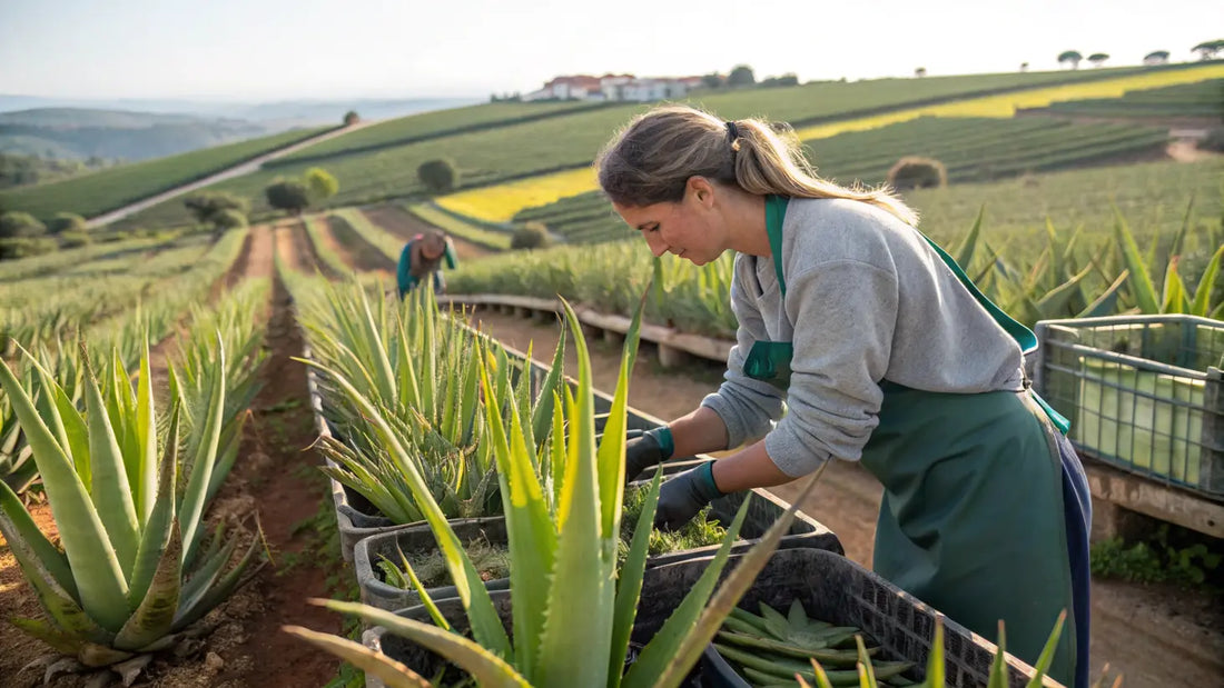 Alt text en español para la imagen:
Gel de Aloe Vera Orgánico de Algarve, Cosmética Natural Vegana Europea de Cuidado Facial