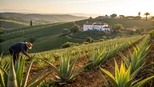 Here's an optimized alt text in German for the blog image:
Natürliche Bio-Aloe-Vera mit Öl für strahlende Haut - Europäische Vegan-Pflege aus der Algarve