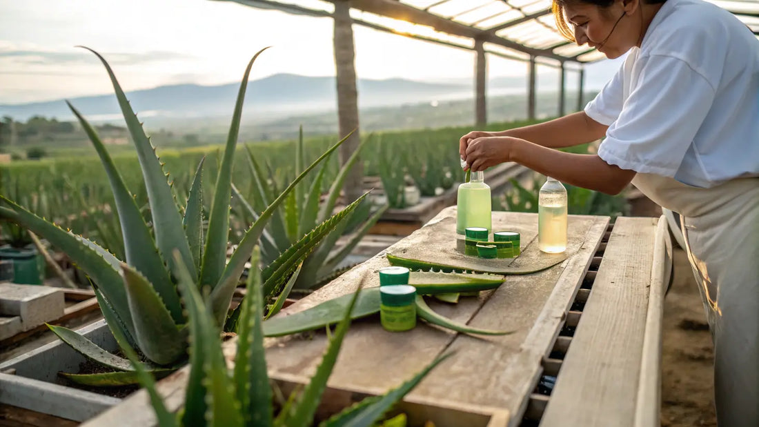 Based on the guidelines and requirements, here's the alt text:
Organic European Aloe Vera Skincare: Why 99% of Products Fail Skin Health Naturally