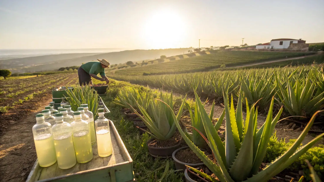 Alt text en español para la imagen:
Gel de aloe vera orgánico de Aloegarve, crema natural vegana para cuidado facial en envase sostenible