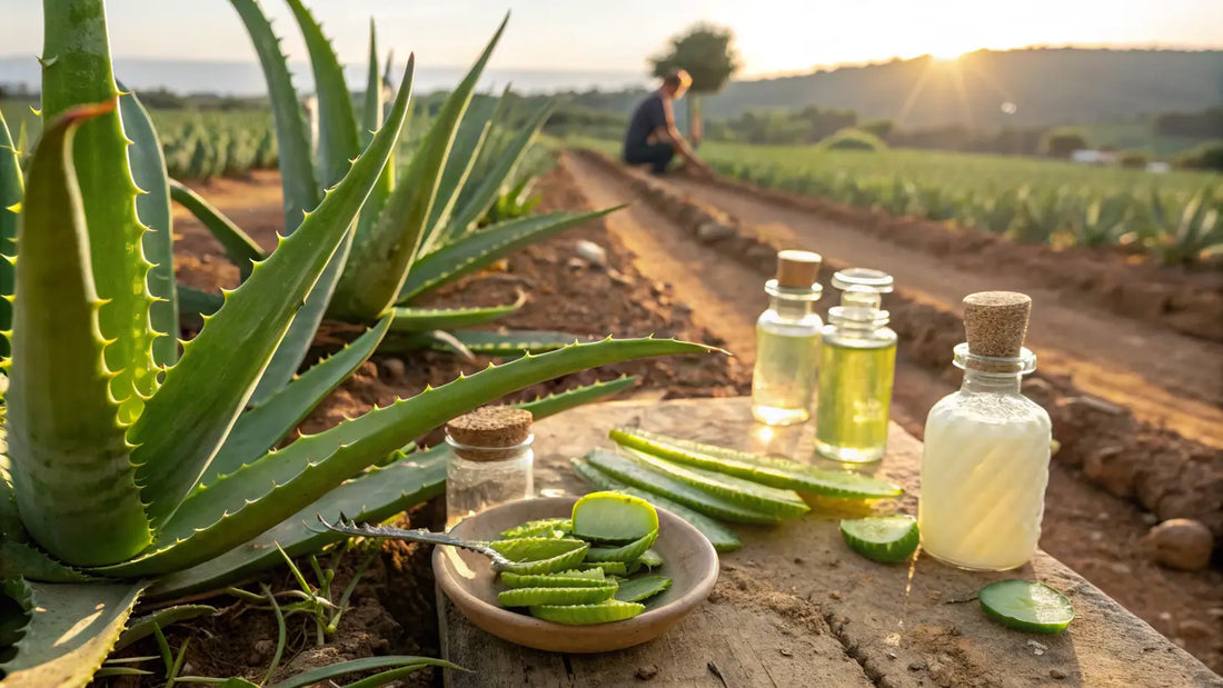Alt Text en Español:
Aloe vera orgánico 100% puro de plantaciones portuguesas para cuidado natural de piel sensible