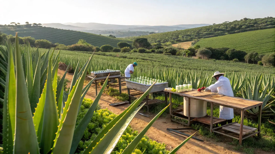 Alt text para la imagen:
Productos orgánicos de aloe vera de Aloegarve, cosméticos naturales portugueses para el cuidado de la piel