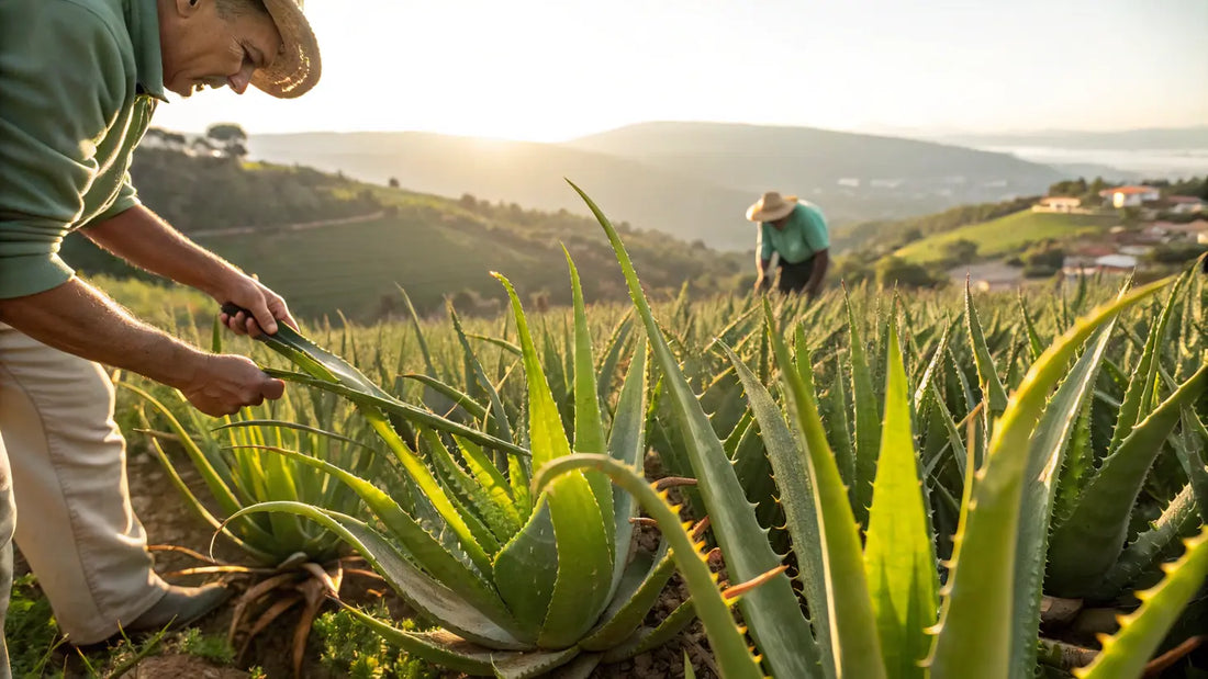 Alt text en español:
Gel de Aloe Vera orgánico europeo, cosmética natural vegana para cuidado facial ecológico