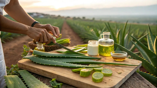 Alt Text (Spanish):

Tratamiento nocturno bio de aloe vera para piel radiante, hidratación natural y cuidado facial orgánico europeo
