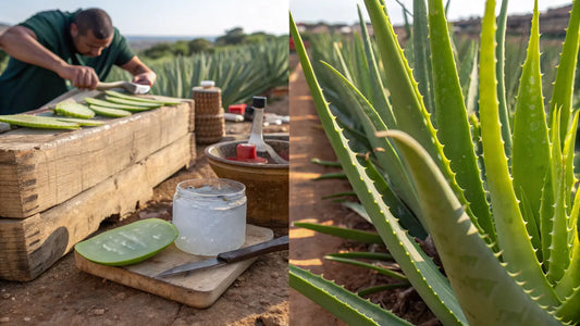 Based on the guidelines and content, here's the alt text:

Productos Orgánicos de Aloe Vera Natural de Portugal, Crema Hidratante Vegana Premium de Aloegarve
