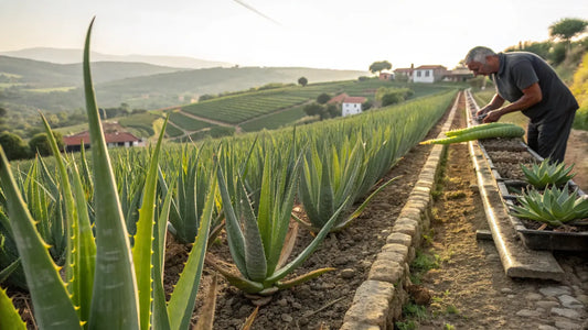 Alt texto para la imagen en español:

Gel de Aloe Vera Orgánico Europeo Sobre Hoja Verde Fresca con Extracto Natural de Piel
