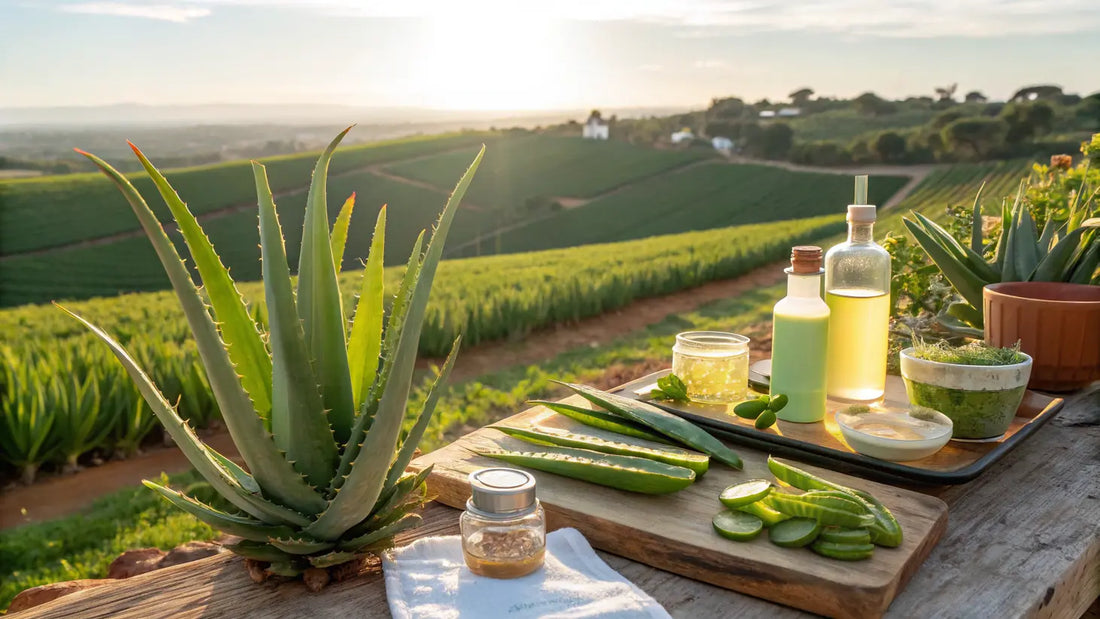 Alt text in Spanish:

Gel orgánico de aloe vera natural de Aloegarve, crema hidratante facial con planta fresca de cultivo ecológico europeo
