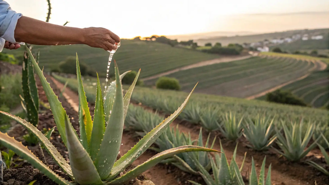 Here's the alt text in German for the blog image, optimized according to the guidelines:

Natürliche Aloe Vera Lösung für Neurodermitis bei Kindern: Sanfte Pflege mit Bio-Hyaluronsäure
