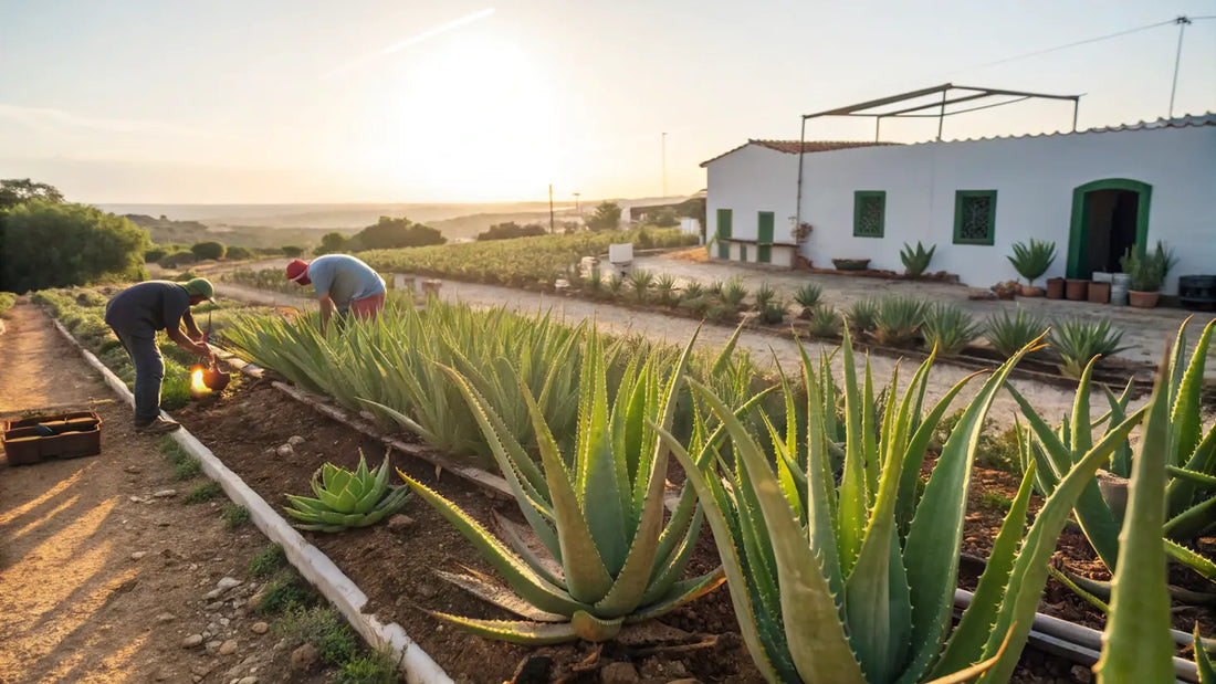 Alt text en español:

Gel de Aloe Vera Bio orgánico natural de Aloegarve, crema hidratante vegana para cuidado facial ecológico
