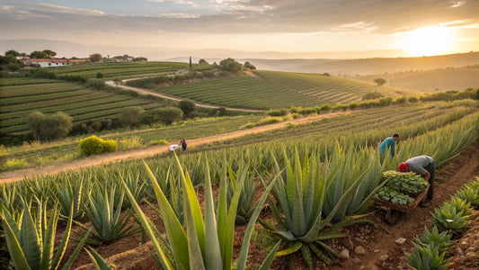 Alt text en español:

Aloe vera bio cosmética natural orgánica europea, plantas verdes en campos de cultivo sostenible
