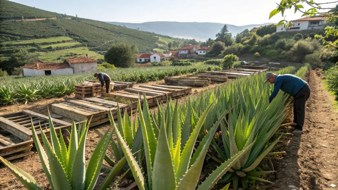 Alt texto para la imagen:

Gel orgánico de aloe vera natural europeo, producto de skincare vegano de Aloegarve en plantación ecológica portuguesa
