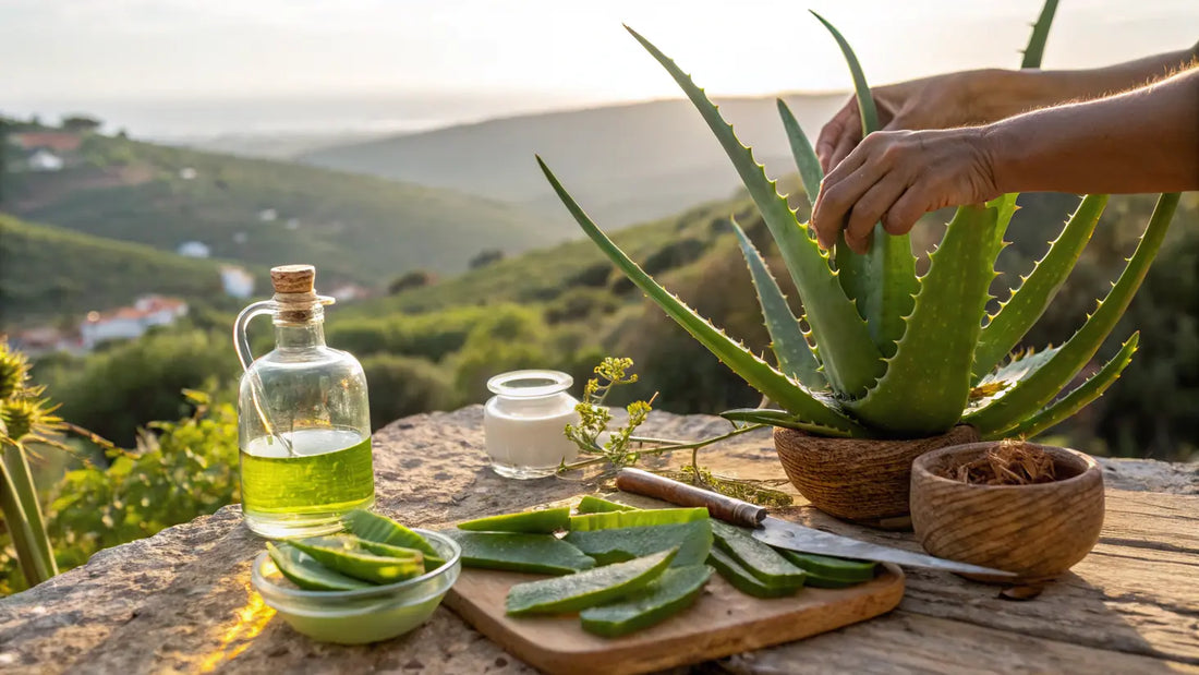 Alt text for the blog image:

Aloe Vera Portugais Bio : Soins Naturels Vegan de l'Algarve pour une Peau Éclatante
