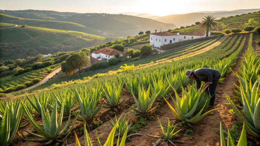 Alt text en español:

Gel de aloe vera orgánico de Portugal, cosméticos veganos naturales para cuidado facial ecológico europeo
