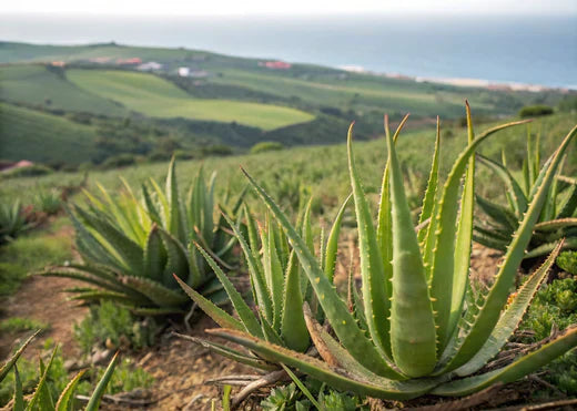 aloevera farms of ALoegarve brand which produces aloevera gel organically and then manufacturers and sells organic natural vegan skincare products infused with aloevera