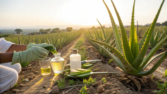 Alt texto para la imagen:

Frasco de gel de aloe vera orgánico de Aloegarve con planta de aloe fresca en fondo natural europeo
