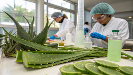 Here's the alt text in Spanish, optimized for SEO and following the guidelines:

Tecnología única de Aloe Vera de Aloegarve: Tratamiento natural orgánico europeo para cuidado facial
