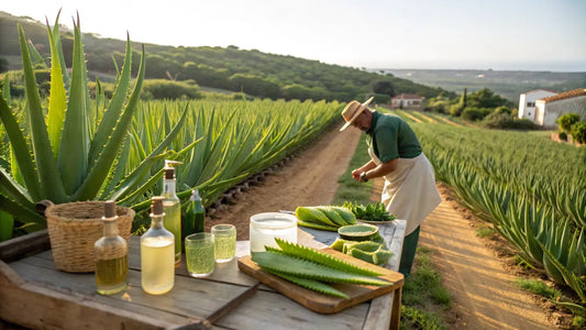 Alt Text (Spanish):

Gel de Aloe Vera Bio Orgánico de Aloegarve, Cuidado Natural de Piel Vegano Europeo

