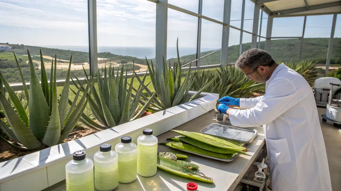 Ciencia botánica europea: Fórmula orgánica de aloe vera cultivada artesanalmente para hidratación natural de la piel
