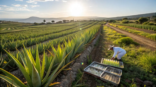 Alt text in French:

Gel d'Aloe Vera Bio Européen Sans Perturbateurs Endocriniens, Hydratation Naturelle et Protection Cutanée Vegan
