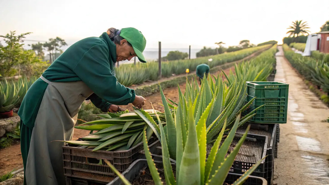 Alt text en español:

Crema orgánica de aloe vera europea, producto natural vegano para cuidado facial ecológico y suave
