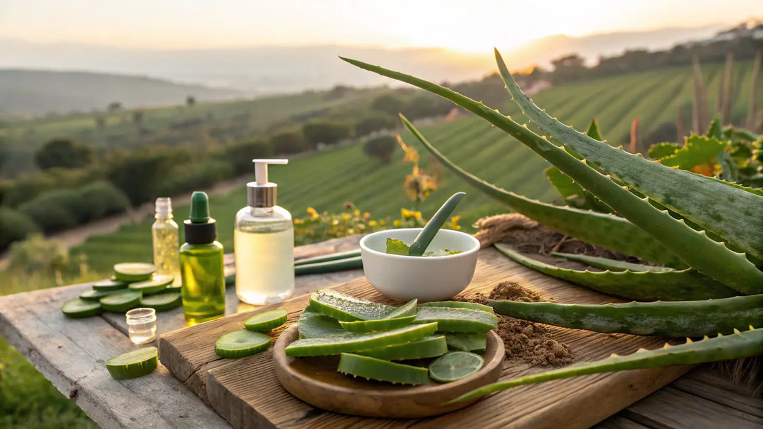 Alt Text (Spanish):

Crema hidratante orgánica de aloe vera: solución natural europea que potencia el cuidado de la piel más allá del aloe solo
