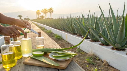 Cultivo ecológico de aloe vera bio en el Algarve: Productos naturales de cuidado de la piel veganos y puros
