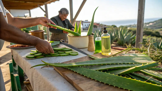 Alt text pour l'image : Gel anti-âge bio à l'aloe vera, produit naturel européen hydratant et raffermissant pour une peau jeune

