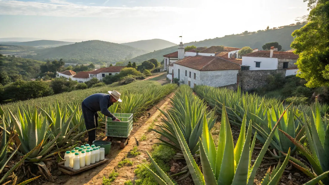 Alt text en español:

Cultivo orgánico europeo de Aloe Vera: tradición milenaria de cuidado natural de piel con beneficios hidratantes
