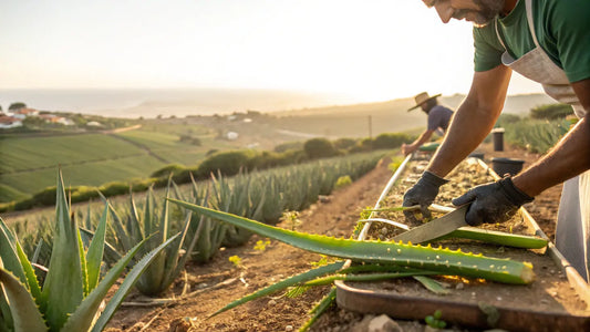 Gel de Aloe Vera orgánico de Algarve, hidratante natural para pieles sensibles cultivado en la Costa Dorada de Portugal
