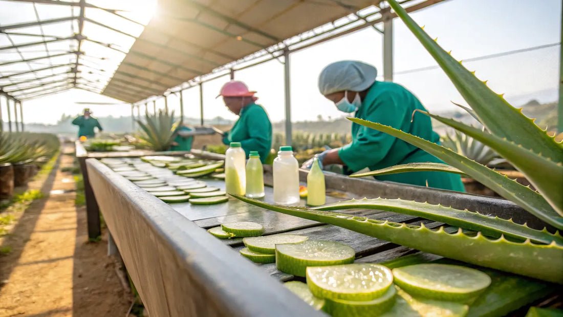 Alt text in Spanish:

Formulaciones orgánicas de aloe vera de Aloegarve: Cuidado natural europeo para pieles sensibles
