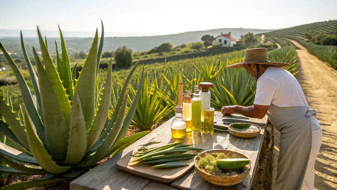 Alt text en español para la imagen:

Gel orgánico de aloe vera puro de Aloegarve, producto natural europeo para cuidado facial ecológico
