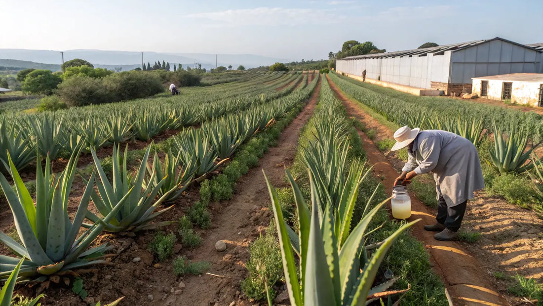 Alt text en español:

Gel de Aloe Vera orgánico 100% natural de Aloegarve, extracto puro de plantas europeas para cuidado facial
